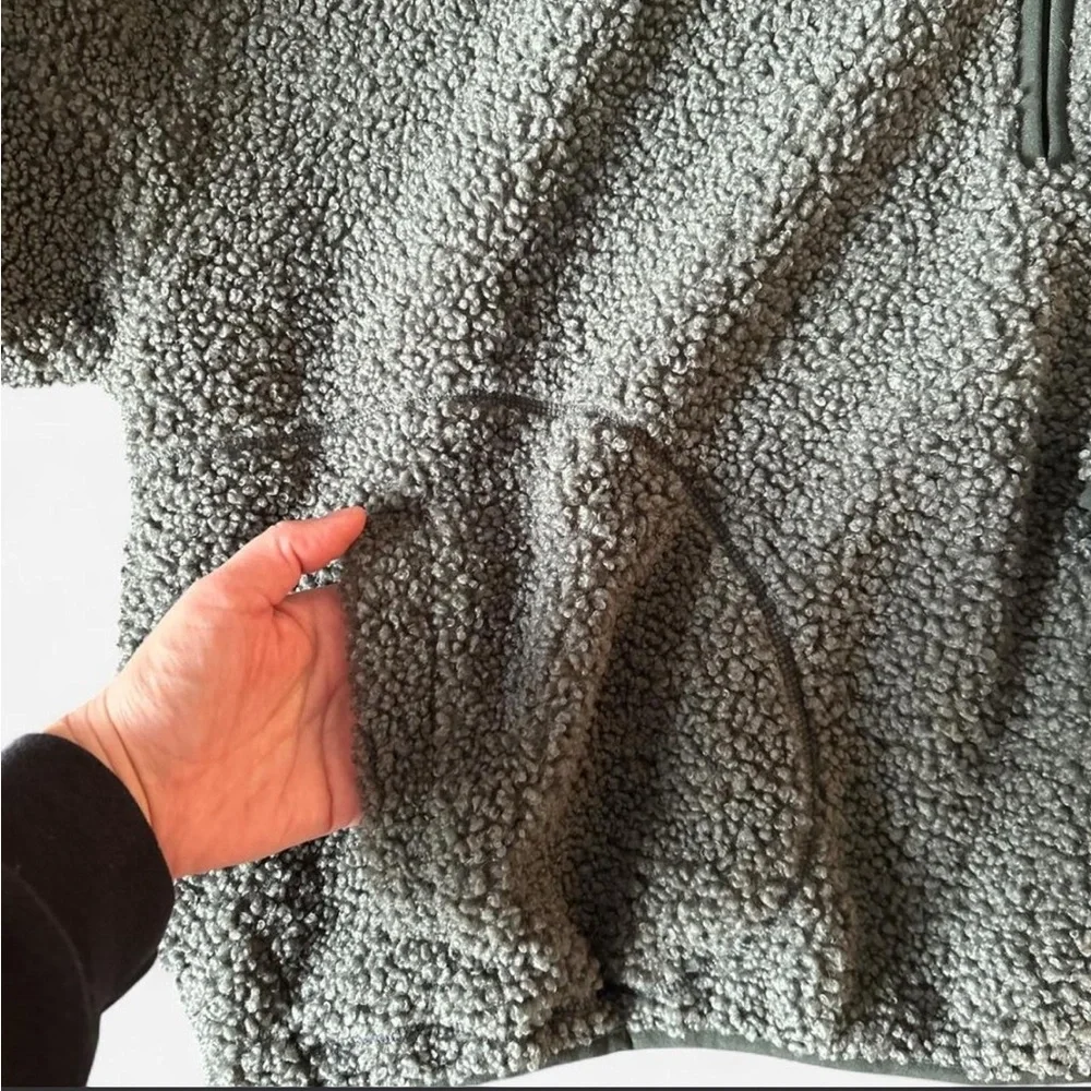 Old Navy Sherpa Quarter-Zip Pullover Jacket - Dark Ivy Green size Large - Picture 5 of 6